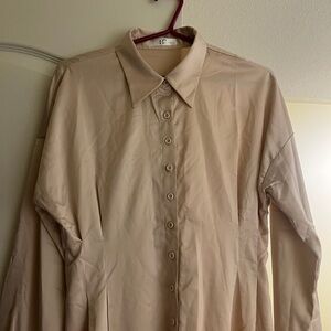 Light Gold Silk Button-Down Dress